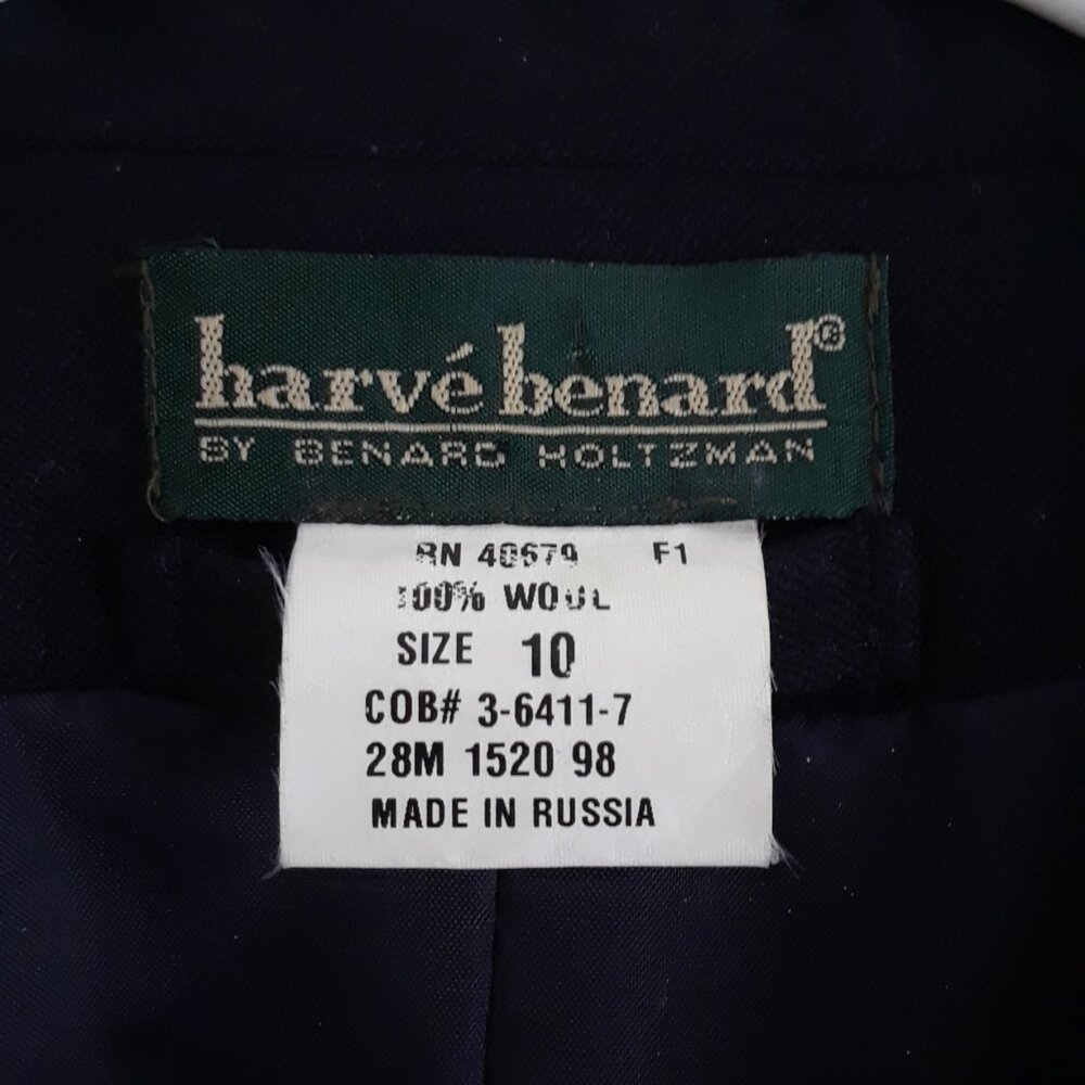 Vintage 1990s Havre Bernard Black Asymmetric 100% Wool Long Fitted Coat - Picture 12 of 14